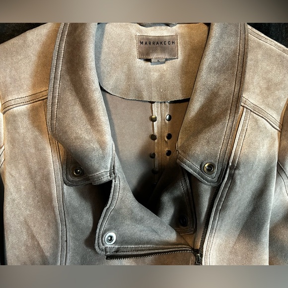 Marrakech Taupe XL super soft faux Suède moto jacket - Picture 2 of 5